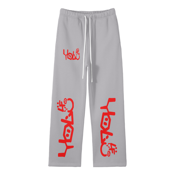 Streetwear Unisex Solid Color Fleece Straight Leg Pants