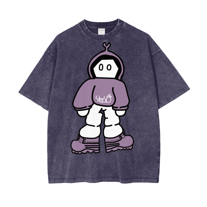 You Only Live 4U Oversized acid wash tee