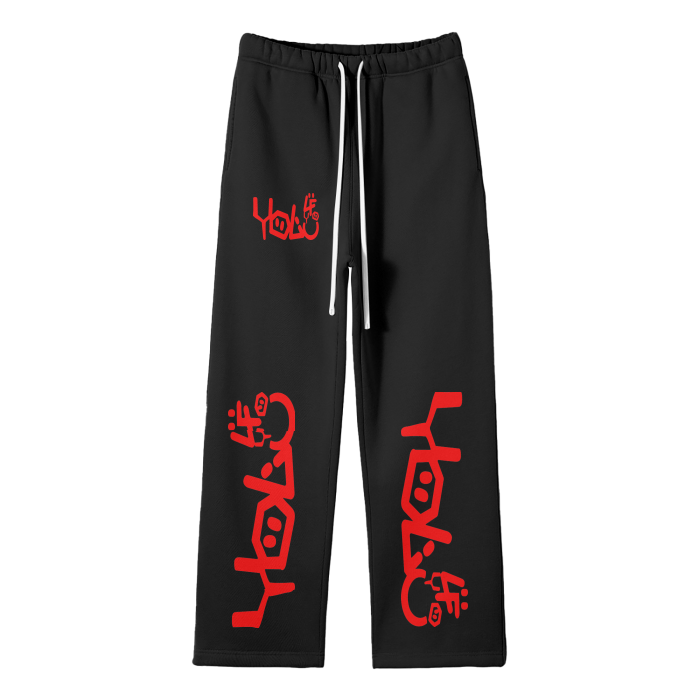 Streetwear Unisex Solid Color Fleece Straight Leg Pants