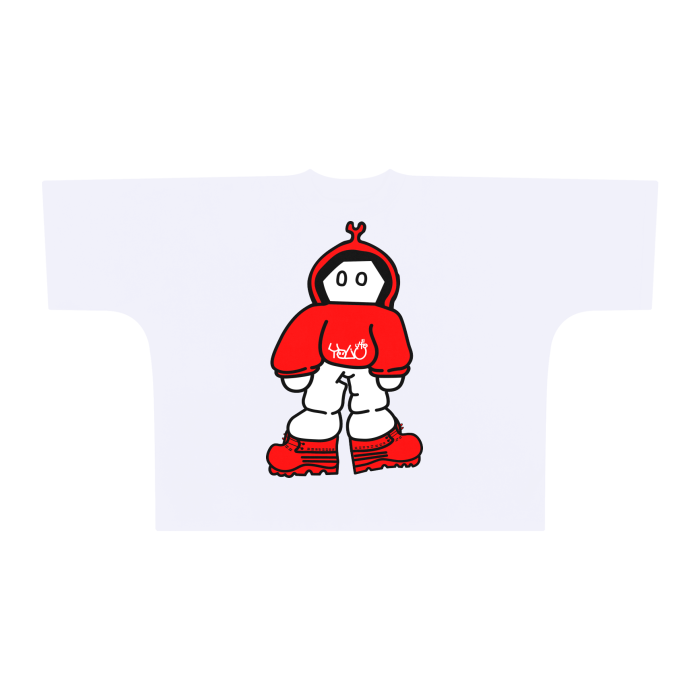 red yolfy man boxy tee