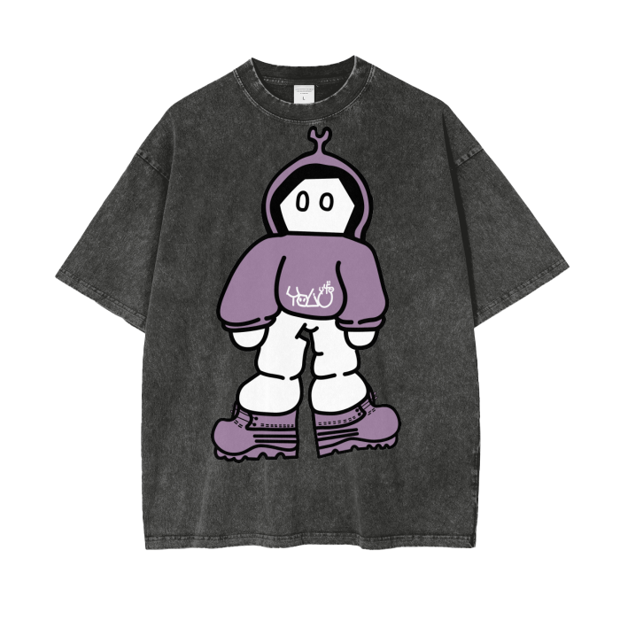 You Only Live 4U Oversized acid wash tee