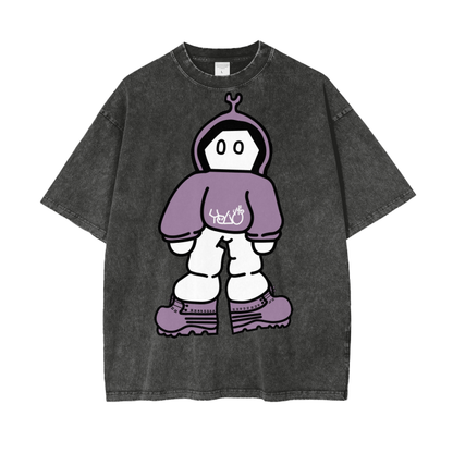 You Only Live 4U Oversized acid wash tee