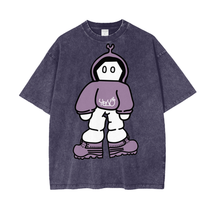 You Only Live 4U Oversized acid wash tee