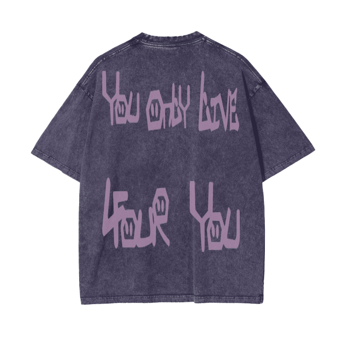 You Only Live 4U Oversized acid wash tee