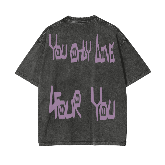 You Only Live 4U Oversized acid wash tee