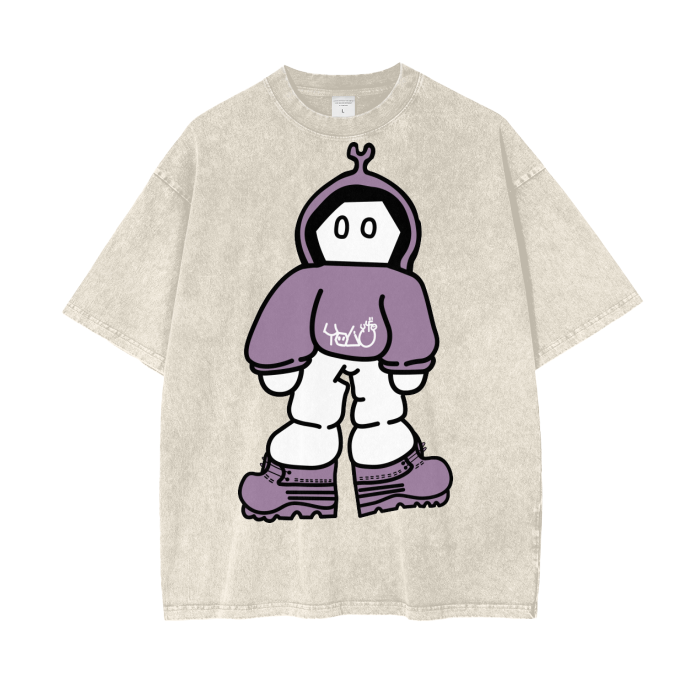 You Only Live 4U Oversized acid wash tee