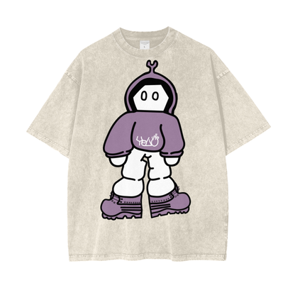 You Only Live 4U Oversized acid wash tee