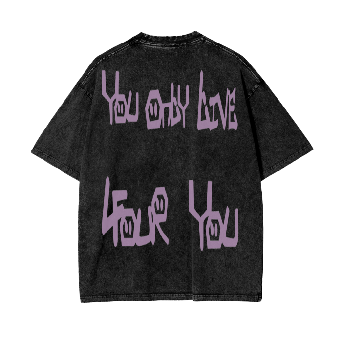 You Only Live 4U Oversized acid wash tee