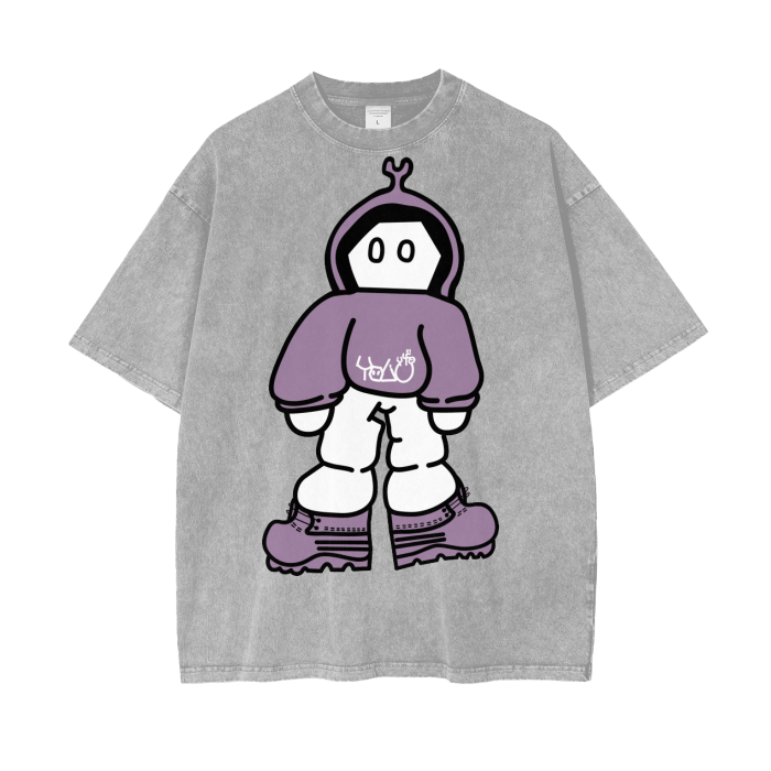 You Only Live 4U Oversized acid wash tee