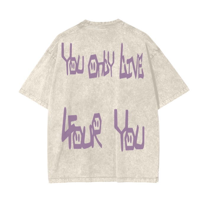 You Only Live 4U Oversized acid wash tee