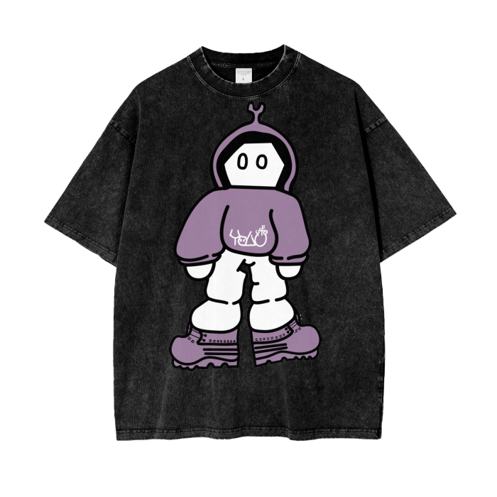 You Only Live 4U Oversized acid wash tee