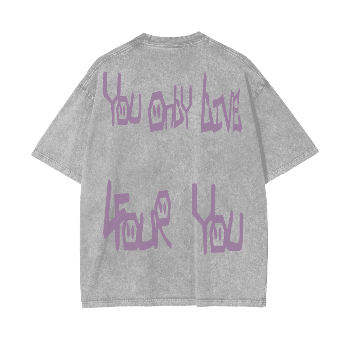 You Only Live 4U Oversized acid wash tee